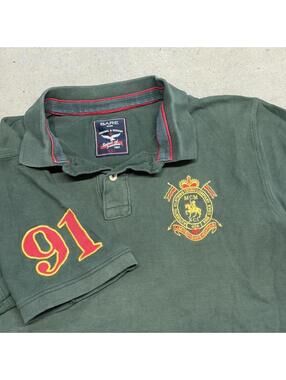 American Vintage Men's Green and Yellow Polo-shirt